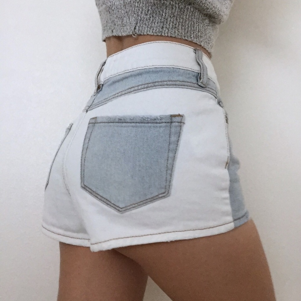 PacSun Bullhead Color Block Denim High Rise Shorts